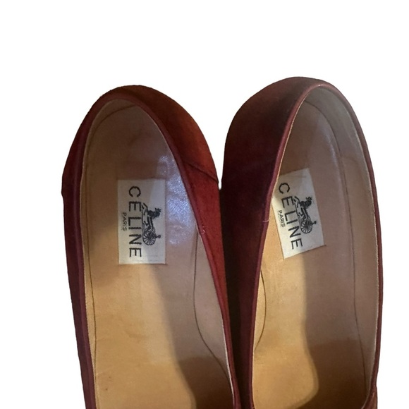 Vintage Celine Burgundy Suede Pumps Size 38.5 - Picture 7 of 8
